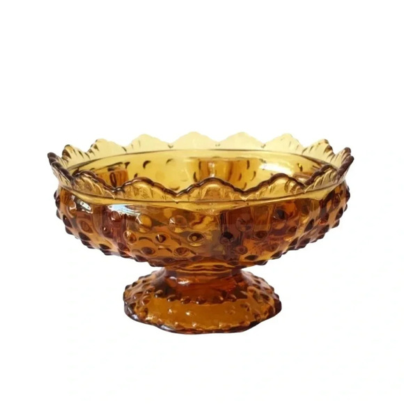 Fenton Other - Vintage Fenton Amber Hobnail Candle Holder Glass Bowl Center Piece MINT